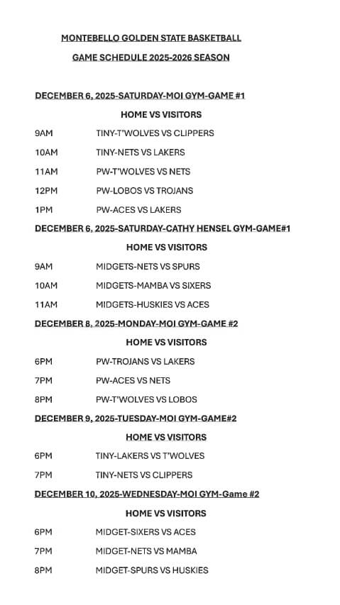2025-2026 MGSBA Basketball Schedule