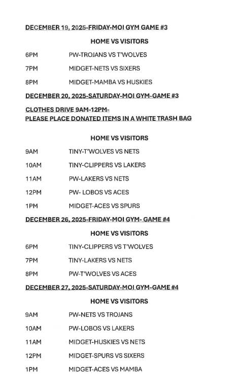 2025-2026 MGSBA Basketball Schedule