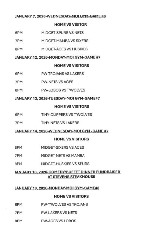 2025-2026 MGSBA Basketball Schedule